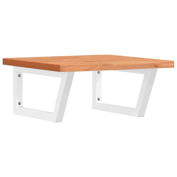 vidaXL Deska pod umyvadlo n&aacute;stěnn&aacute; ocel a masivn&iacute; bukov&eacute; dřevo