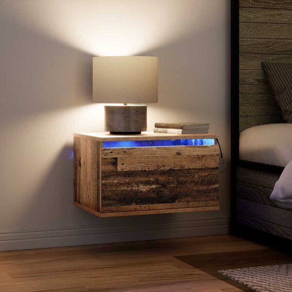 vidaXL N&aacute;stěnn&aacute; nočn&iacute; skř&iacute;ňka se z&aacute;suvkou Star&eacute; dřevo 50 x 36 x 30 cm