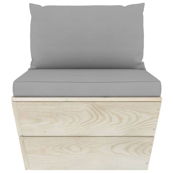 vidaXL Zahradní středová pohovka z palet s poduškami impregnovaný smrk