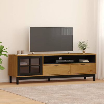 vidaXL TV skříňka s prosklenými dvířky FLAM 158x40x50 cm borové dřevo