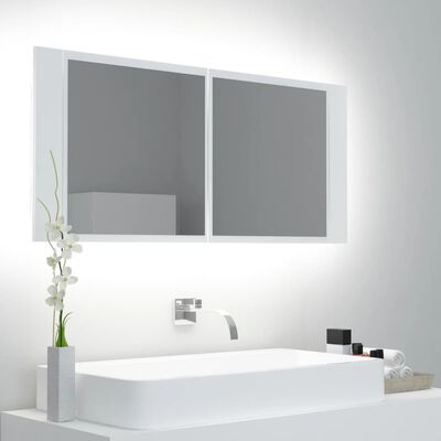 vidaXL LED koupelnová skříňka se zrcadlem bílá 100 x 12 x 45 cm akryl