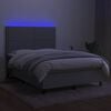 vidaXL Box spring postel s matrac&iacute; a LED světle &scaron;ed&aacute; 140x190 cm textil