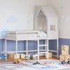 vidaXL Patrov&aacute; postel s žebř&iacute;kem a střechou b&iacute;l&aacute; 90 x 190 cm borovice