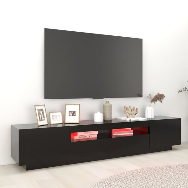 vidaXL TV skříňka s LED osvětlením černá 200 x 35 x 40 cm