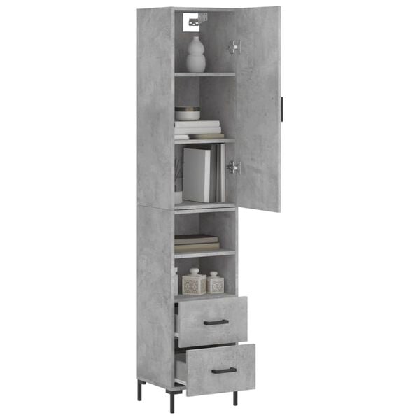 vidaXL Skř&iacute;ň highboard betonově &scaron;ed&aacute; 34,5x34x180 cm kompozitn&iacute; dřevo