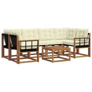 vidaXL Venkovn&iacute; pohovkov&aacute; souprava 7 pcs Přirozen&aacute; a Kr&eacute;mov&aacute;