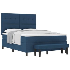 vidaXL Postel s boxspringem s čelo Modr&aacute; 140 x 200 cm textil