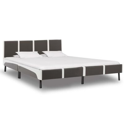 vidaXL Rám postele šedo-bílý umělá kůže 180 x 200 cm