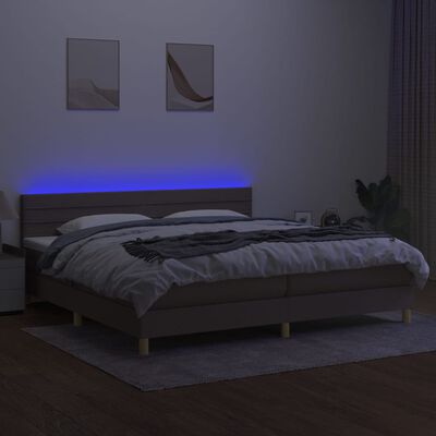 vidaXL Box spring postel s matrací a LED taupe 200x200 cm textil