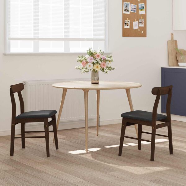 vidaXL J&iacute;deln&iacute; židle 2 pcs Světle hněd&aacute; a čern&aacute; Masivn&iacute; gumov&eacute; dřevo