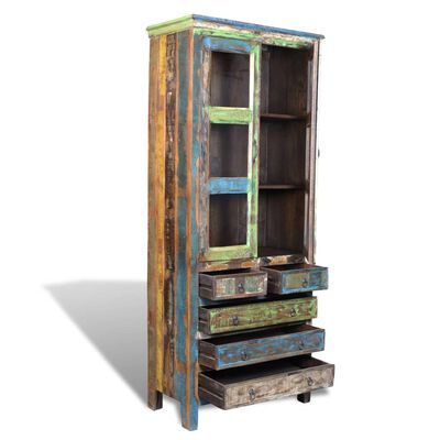 vidaXL Knihovna s 5 zásuvkami a 2 dvířky barevná recyklované dřevo