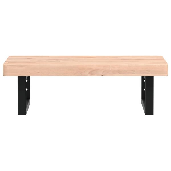 vidaXL Deska pod umyvadlo n&aacute;stěnn&aacute; ocel a masivn&iacute; bukov&eacute; dřevo