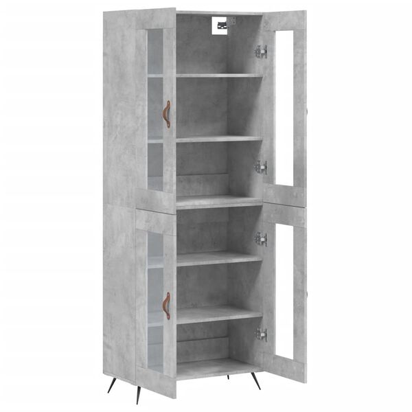 vidaXL Skř&iacute;ň highboard betonově &scaron;ed&aacute; 69,5x34x180 cm kompozitn&iacute; dřevo