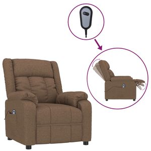 vidaXL Elektrick&eacute; polohovac&iacute; křeslo hněd&eacute; textil