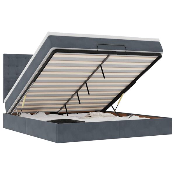 vidaXL Osmansk&yacute; r&aacute;m postele s matrac&iacute;es tmavě &scaron;ed&aacute; 180x200cm samet