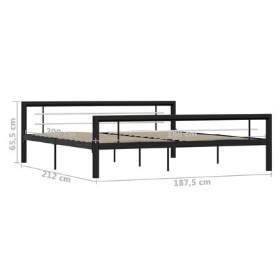 vidaXL Rám postele černobílý kov 180 x 200 cm