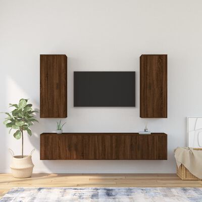 vidaXL 4dílný set TV skříněk hnědý dub kompozitní dřevo