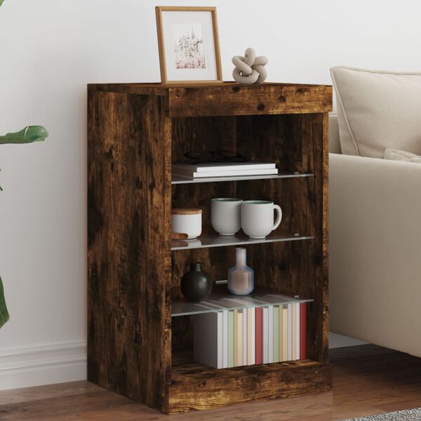 vidaXL Příborník s LED osvětlením kouřový dub 41 x 37 x 67 cm