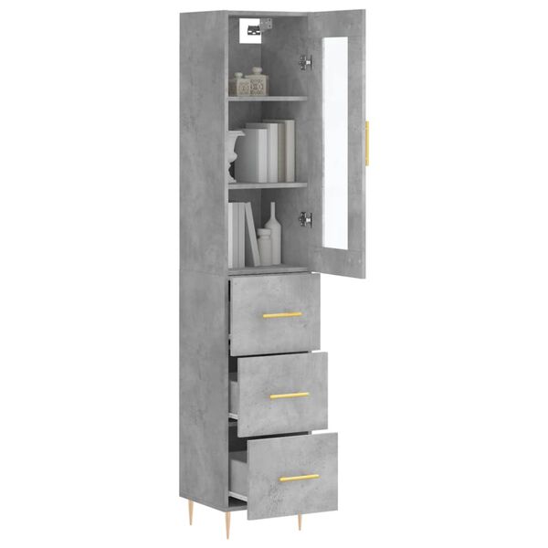 vidaXL Skř&iacute;ň highboard betonově &scaron;ed&aacute; 34,5x34x180 cm kompozitn&iacute; dřevo