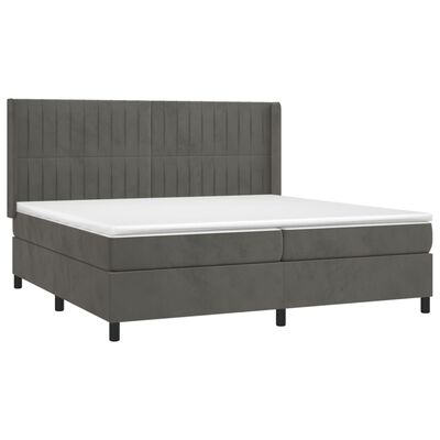 vidaXL Box spring postel s matrací tmavě šedá 200x200 cm samet