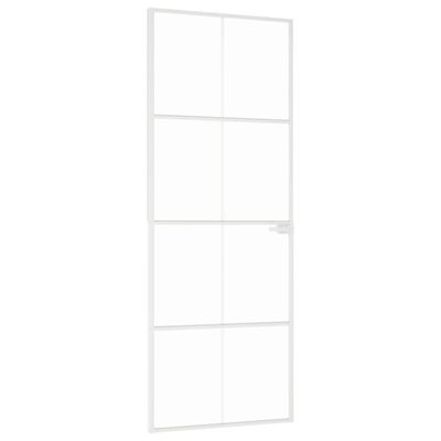 vidaXL Interiérové dveře bílé 76x201,5 cm tvrzené sklo a hliník úzké