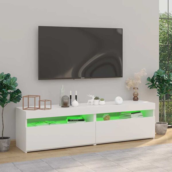 vidaXL TV skř&iacute;ňky s LED osvětlen&iacute;m 2 ks b&iacute;l&eacute; vysok&yacute; lesk 75x35x40 cm