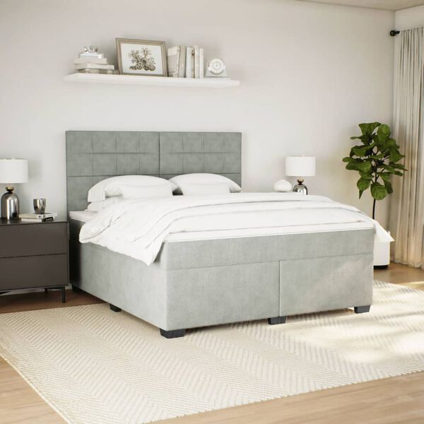 vidaXL Box spring postel s matrac&iacute; světle &scaron;ed&aacute; 180x200 cm samet