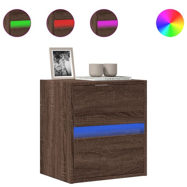 vidaXL N&aacute;stěnn&aacute; TV skř&iacute;ňka s LED osvětlen&iacute;m hněd&yacute; dub 41 x 31 x 45 cm