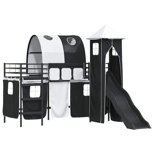 vidaXL Dětsk&yacute; patrov&yacute; postelov&yacute; r&aacute;m Čern&aacute; 74,5 x 190 cm Kov