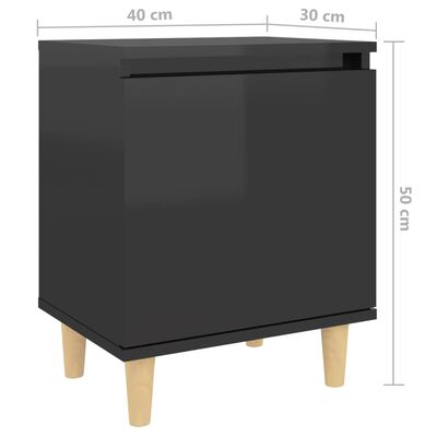 vidaXL Noční stolek masivní dřevěné nohy lesklý černý 40 x 30 x 50 cm