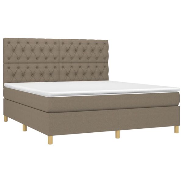 vidaXL Box spring postel s matrac&iacute; a LED taupe 160x200 cm textil