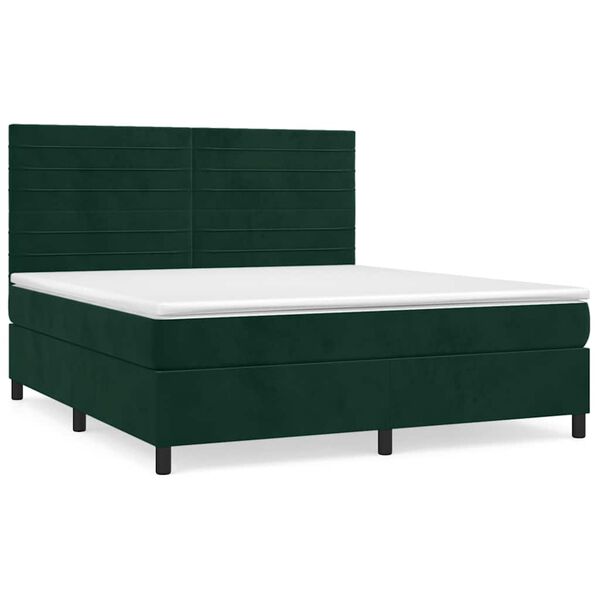 vidaXL Box spring postel s matrac&iacute; tmavě zelen&aacute; 160x200 cm samet