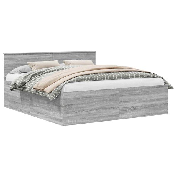 vidaXL R&aacute;m postele s čelo &Scaron;ed&aacute; Sonoma 200 x 200 cm kompozitn&iacute; dřevo