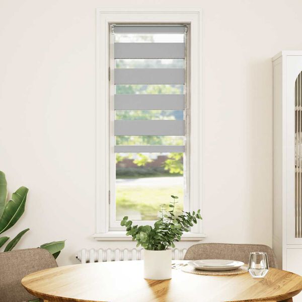 vidaXL Zebra roleta světle &scaron;ed&aacute; 45x150 cm &scaron;&iacute;řka l&aacute;tky 40,9cm polyester