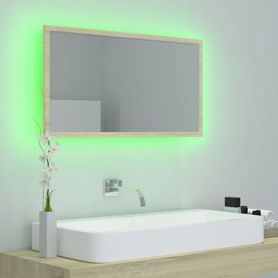 vidaXL LED koupelnové zrcadlo dub sonoma 80 x 8,5 x 37 cm akrylové