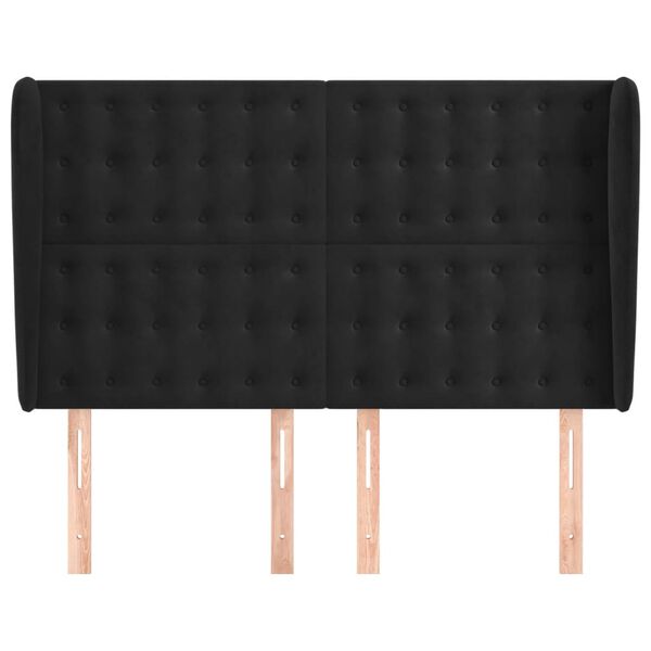 vidaXL Čelo postele typu u&scaron;&aacute;k čern&eacute; 147x23x118/128 cm samet