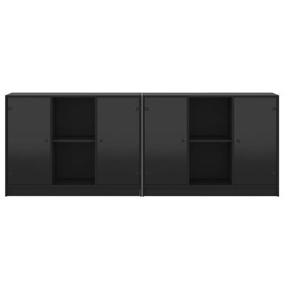 vidaXL Knihovna s dvířky černá 204 x 37 x 75 cm kompozitní dřevo