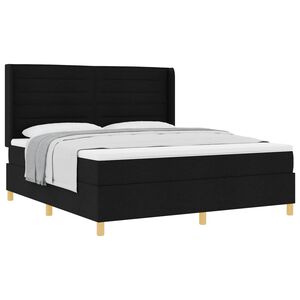 vidaXL Postel s boxspringem s matrac&iacute; s čelo Čern&aacute; 180 x 200 cm textil