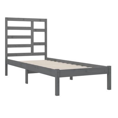 vidaXL Rám postele šedý masivní dřevo 90 x 190 cm Single