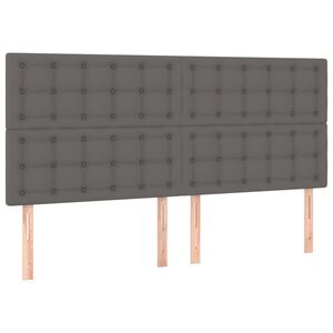 vidaXL Čelo postele &scaron;ed&eacute; 200 x 5 x 118/128 cm uměl&aacute; kůže