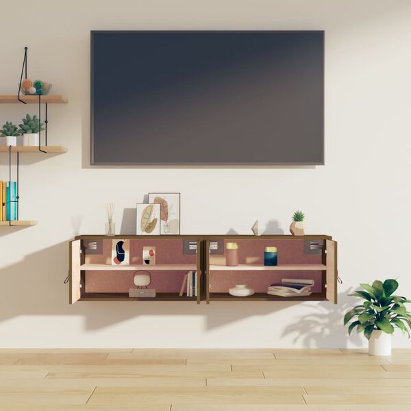 vidaXL N&aacute;stěnn&eacute; skř&iacute;ňky 2 ks medově hněd&eacute; 60x30x30 cm masivn&iacute; borovice