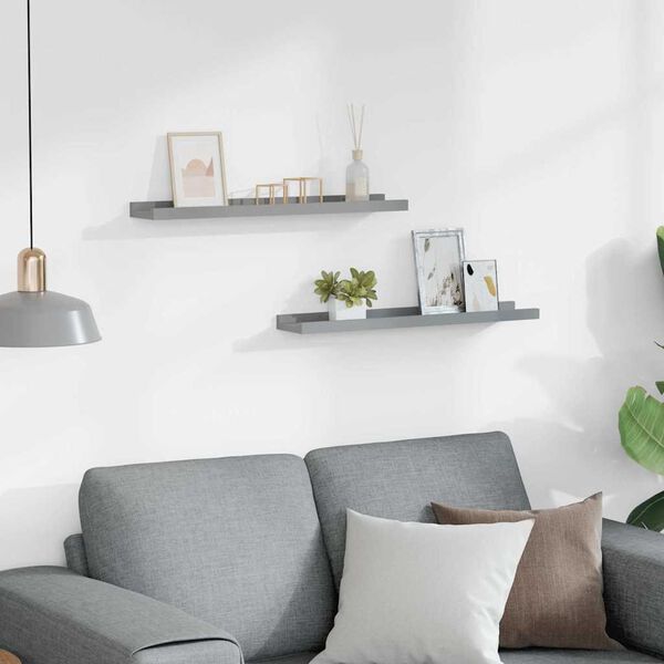 vidaXL Poličky na zar&aacute;movan&eacute; obr&aacute;zky 2 ks &scaron;ed&eacute; 60 x 9 x 3 cm MDF