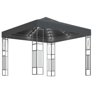 vidaXL Alt&aacute;n se světeln&yacute;mi LED řetězy 3 x 3 m antracitov&yacute; textil