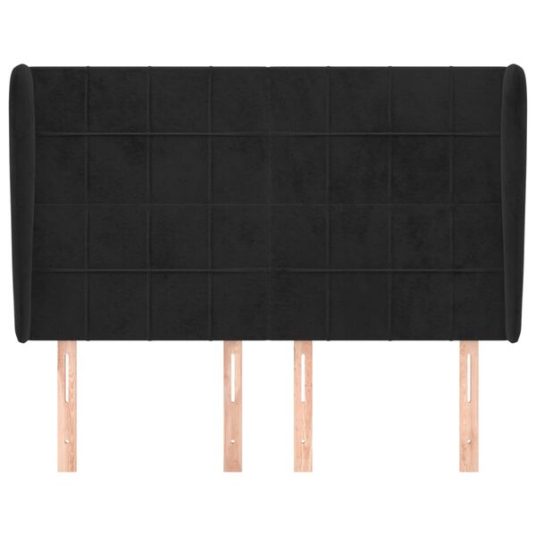 vidaXL Čelo postele typu u&scaron;&aacute;k čern&eacute; 147x23x118/128 cm samet