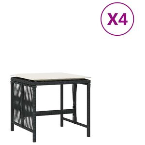 vidaXL Zahradn&iacute; stoličky s podu&scaron;kami 4 ks čern&eacute; 41x41x36 cm polyratan