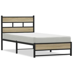 vidaXL Kovov&yacute; r&aacute;m postele bez matrace dub sonoma 75 x 190 cm