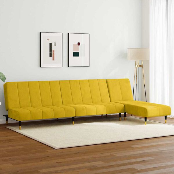 vidaXL 2d&iacute;ln&aacute; sedac&iacute; souprava žlut&aacute; samet