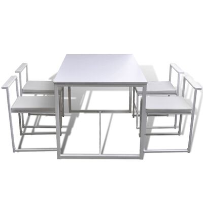 vidaXL Pětidílný jídelní set stůl a židle bílý