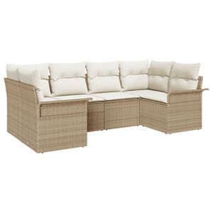 vidaXL Sada zahradn&iacute;ch pohovek s &uacute;loži&scaron;těm 6 pcs B&eacute;žov&aacute; Poly ratan