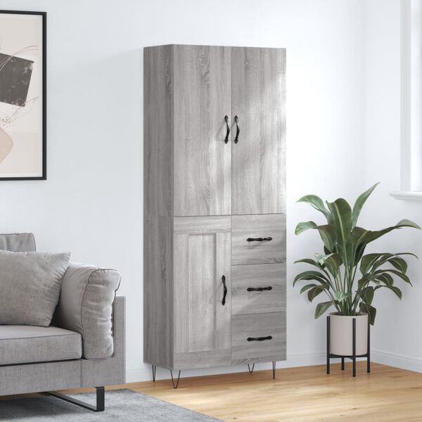 vidaXL Skř&iacute;ň highboard &scaron;ed&aacute; sonoma 69,5 x 34 x 180 cm kompozitn&iacute; dřevo